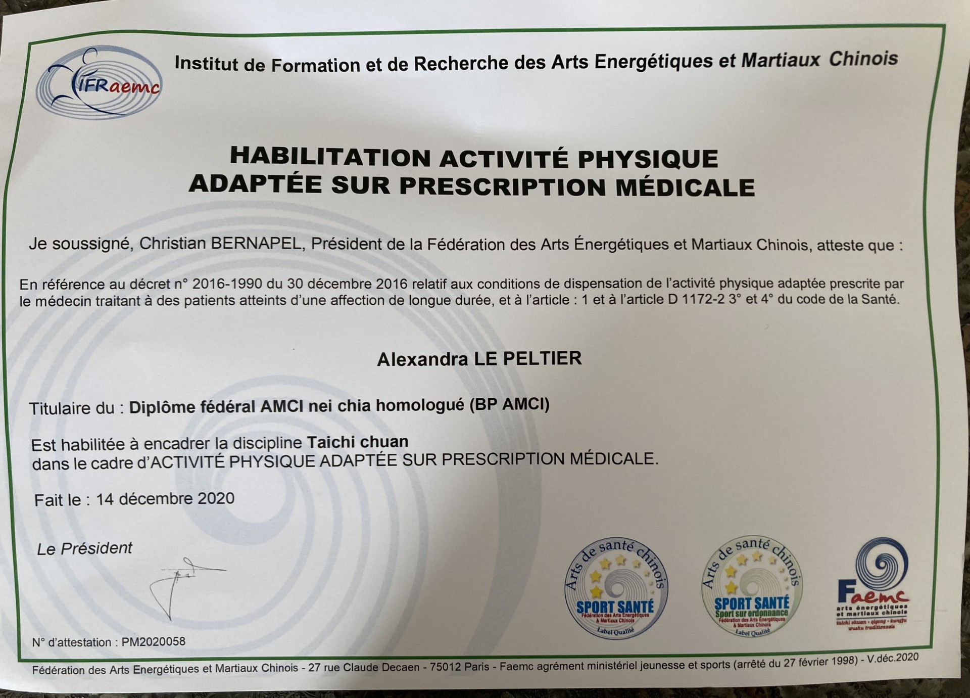 Habilitation APA sur prescription médicale